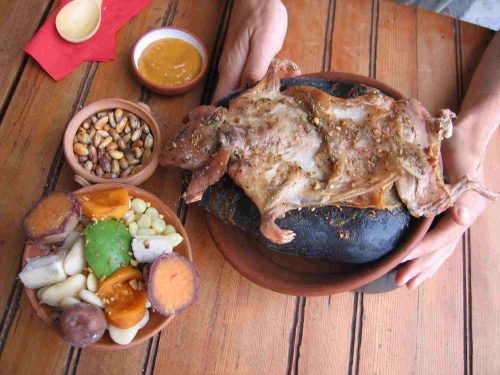Carne de Boruga asada en piedra gastronomia y platos del amazonas
